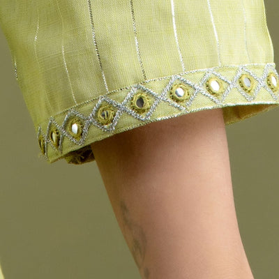 Women Sea Green Cotton Kurti with Pant