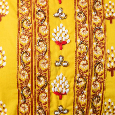 Women Yellow Cotton Kurti With Palazzo