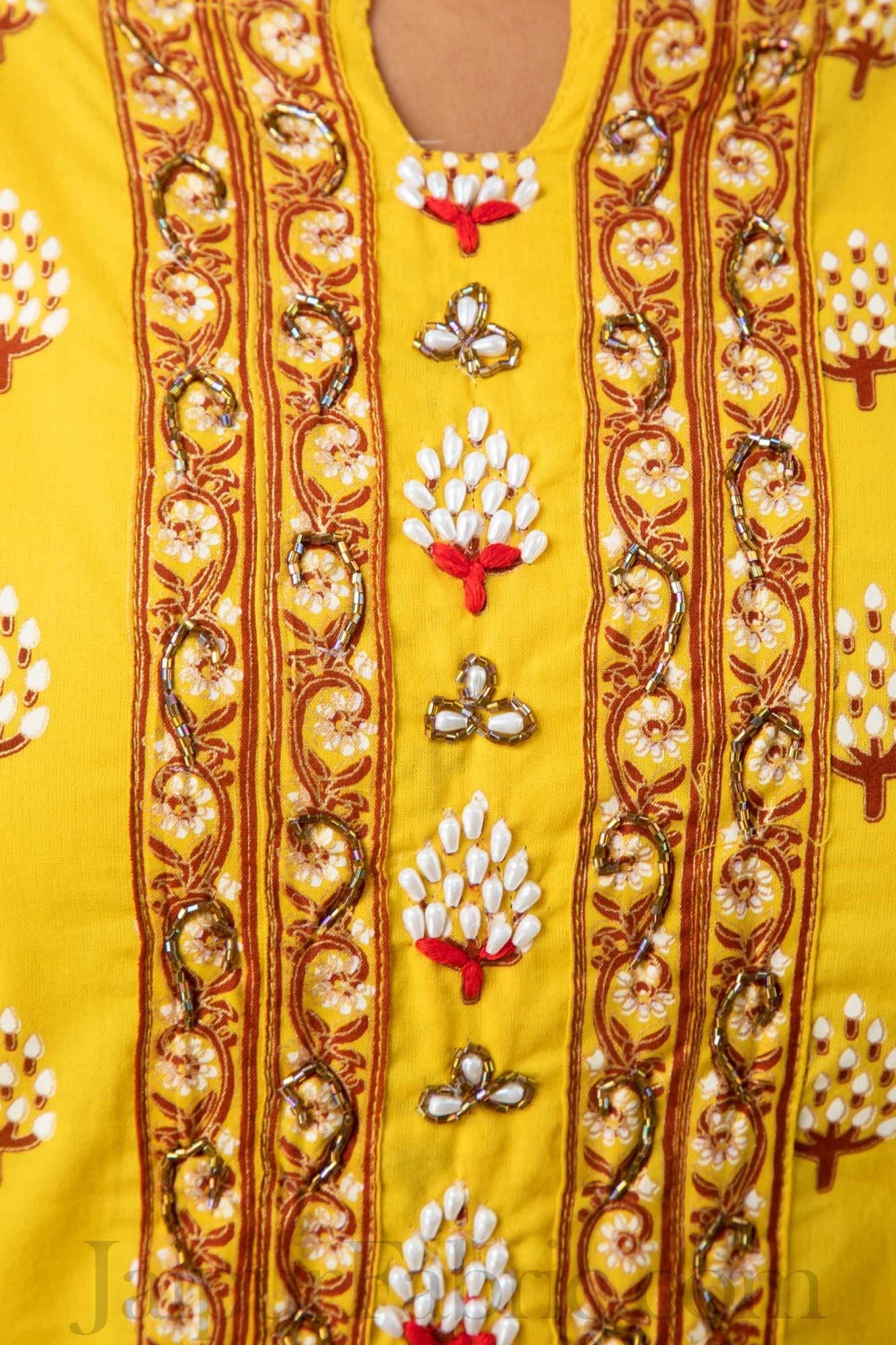 Women Yellow Cotton Kurti With Palazzo