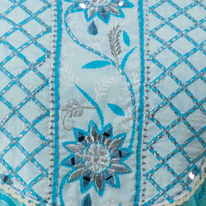 Women Blue Cotton Floral Print Kurti with Pant