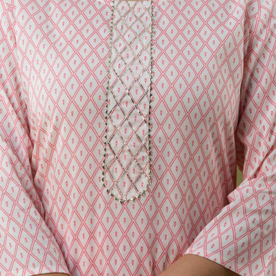 Women Peach Cotton Kurti With Palazzo