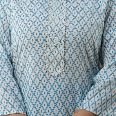 Women Blue Cotton Kurti With Palazzo