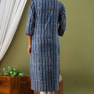 Women Blue Cotton Kurti