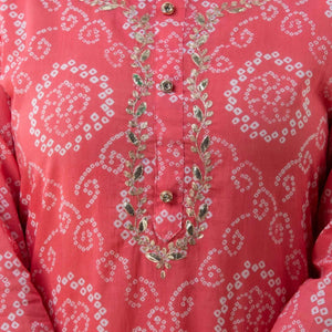 Women Peach Cotton Kurti
