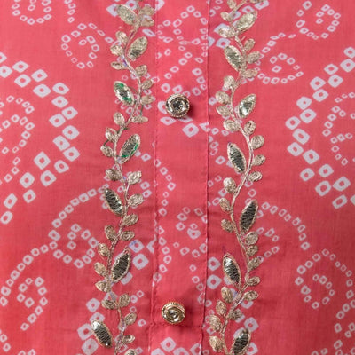 Women Peach Cotton Kurti