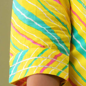 Women Yellow Lehriya Print Cotton Kurti