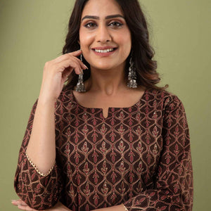 Women Cotton Brown Kurti