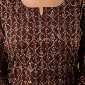 Women Cotton Brown Kurti