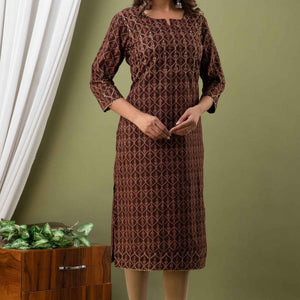 Women Cotton Brown Kurti