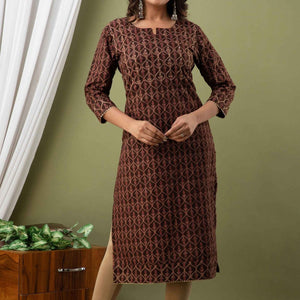 Women Cotton Brown Kurti