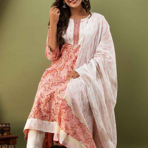 Women Long Aline Kurti with Pant & Dupatta