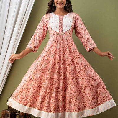 Women Long Aline Kurti with Pant & Dupatta