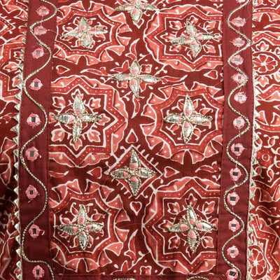 Women Maroon Cotton Kurti with Pant