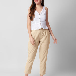 Caramel Cream Women Cotton Pants casual and semi formal daily trousers