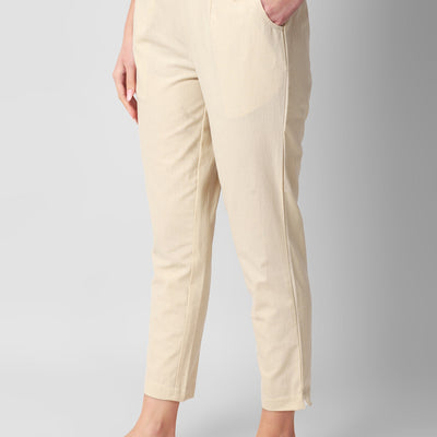 Caramel Cream Women Cotton Pants casual and semi formal daily trousers