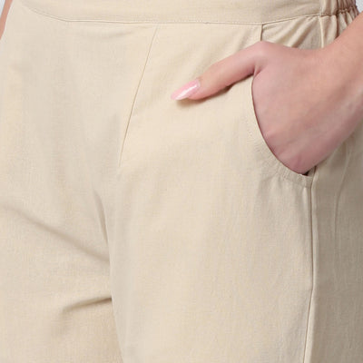 Caramel Cream Women Cotton Pants casual and semi formal daily trousers