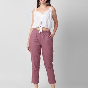 Berry Blush Women Cotton Pants casual and semi formal daily trousers