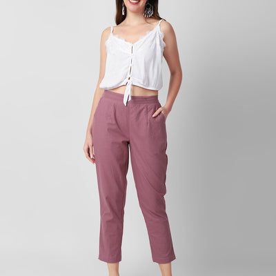 Berry Blush Women Cotton Pants casual and semi formal daily trousers