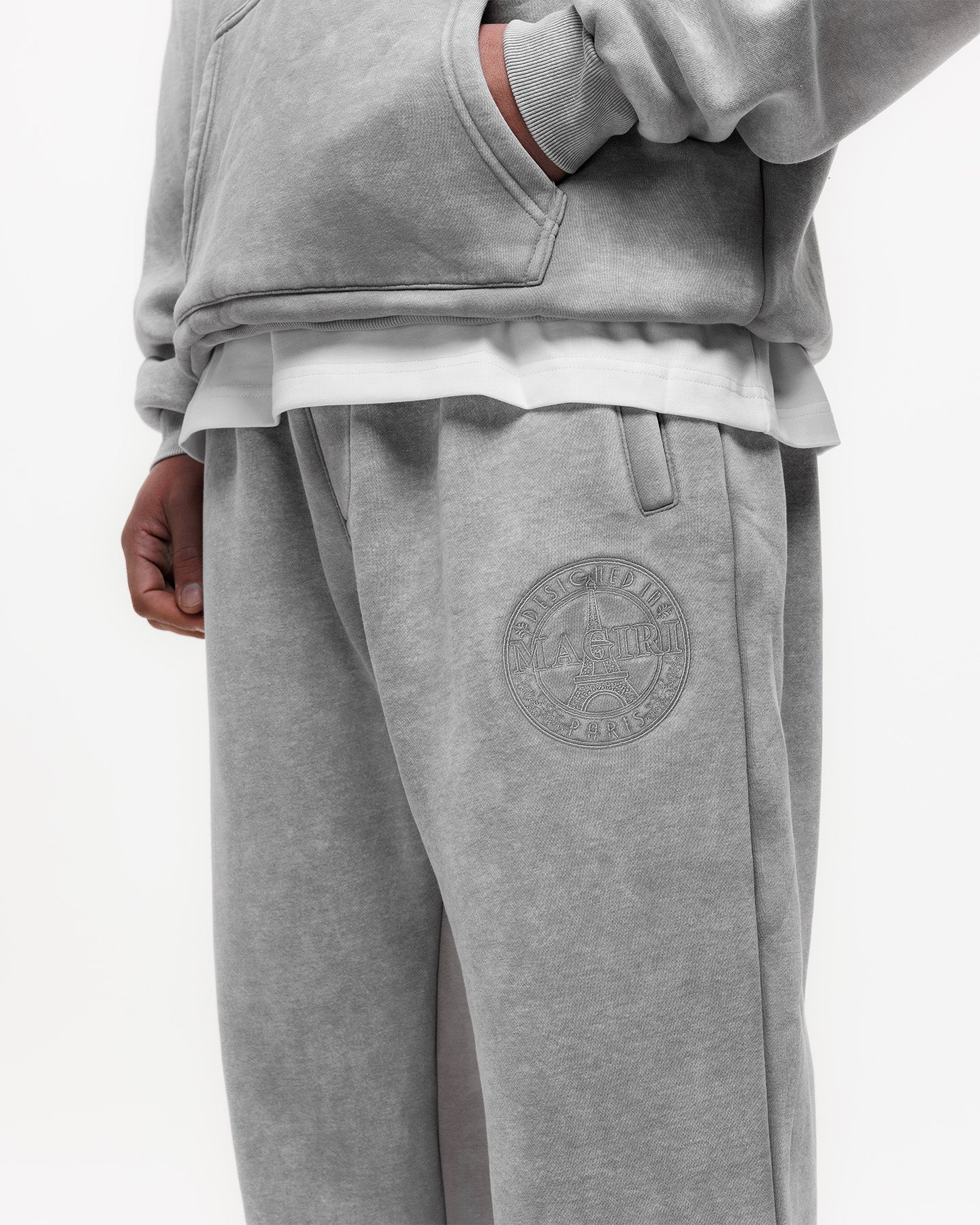 MAGIRI Embroidered Acid Washed Oatmeal Sweatpants