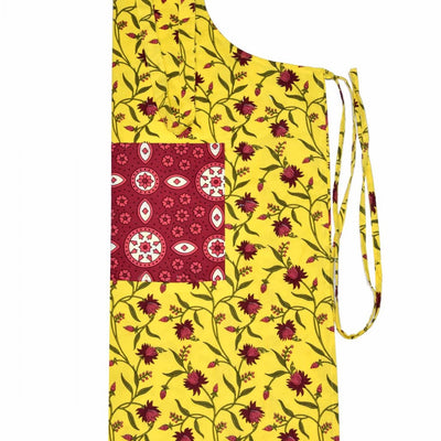 Floral Motif print yellow apron