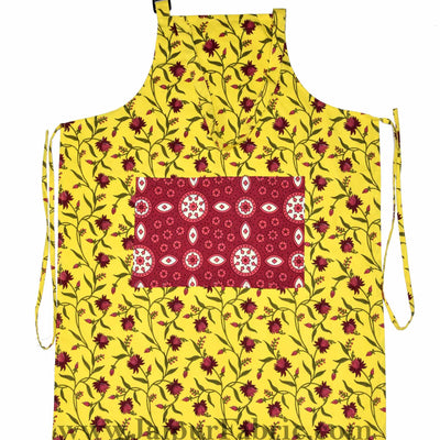 Floral Motif print yellow apron