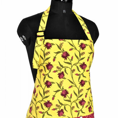 Floral Motif print yellow apron