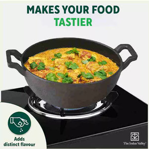 CASTrong Cast Iron Kadai, Pre-seasoned, Nonstick, 100% Pure, Toxin-free, Induction, 21/25cm, 1.7L/3.1L, 1.7kg/3.3kg