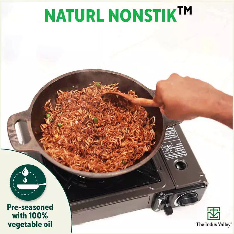 Super Smooth Cast Iron Kadai+ Free ₹400 TadkaPan,Pre-seasoned, Nonstick, 100% Pure, Toxin-free, 25.4cm, 2.5L, 2.4kg
