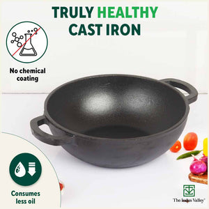CASTrong Thick Cast Iron Kadai+Tawa+Free ₹110 Spatula,Kitchen set for Home, Pre-seasoned,100% Pure,Toxin-free