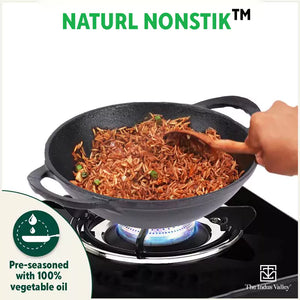 CASTrong Cast Iron Kadai+ Free ₹110 Spatula, Pre-seasoned, Nonstick, 100% Pure, Toxin-free, 25.2cm, 2.2L, 2.37kg