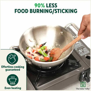 TurboCuk Tri-ply Stainless Steel Cokware Set: Free ₹600 Wooden Board+ Kadai+ Biryani Pot, Premium Quality, 3 Layer Thick Body, 100% Toxin-free, Non-stick, Induction & Gas