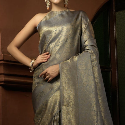 Abalone Grey Kanjivaram Saree