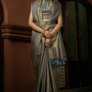 Abalone Grey Kanjivaram Saree