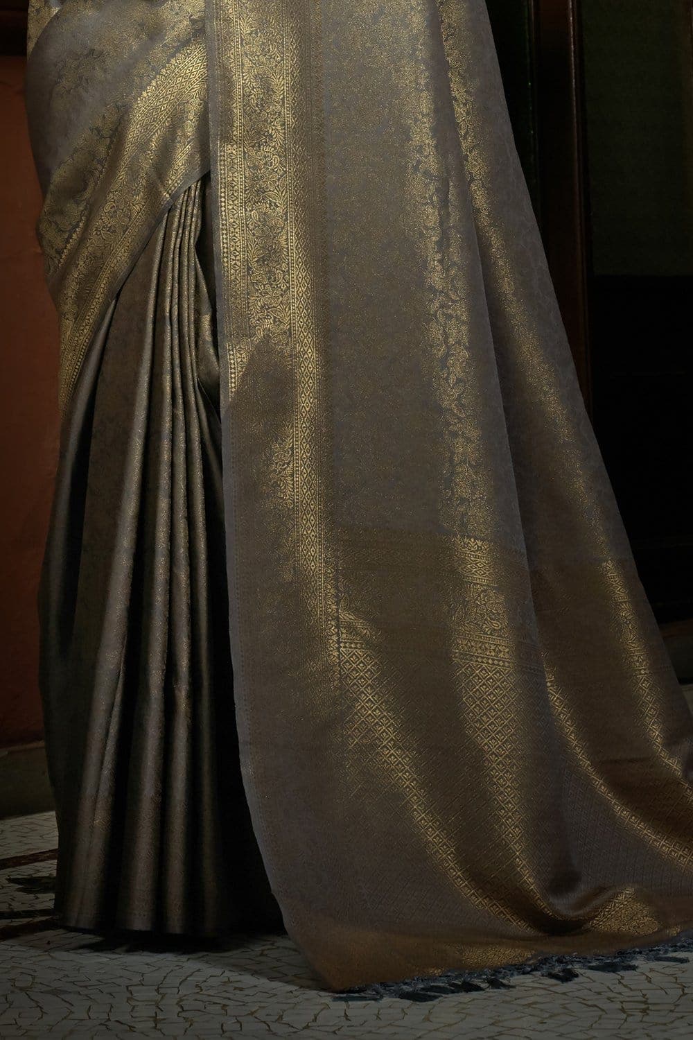 Abalone Grey Kanjivaram Saree