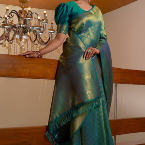 ADITI MALIK in Ocean Blue Kanjivaram Saree