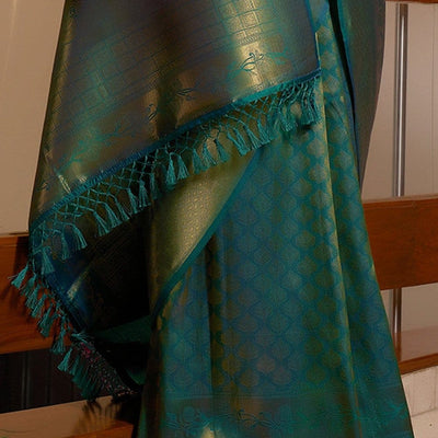 ADITI MALIK in Ocean Blue Kanjivaram Saree