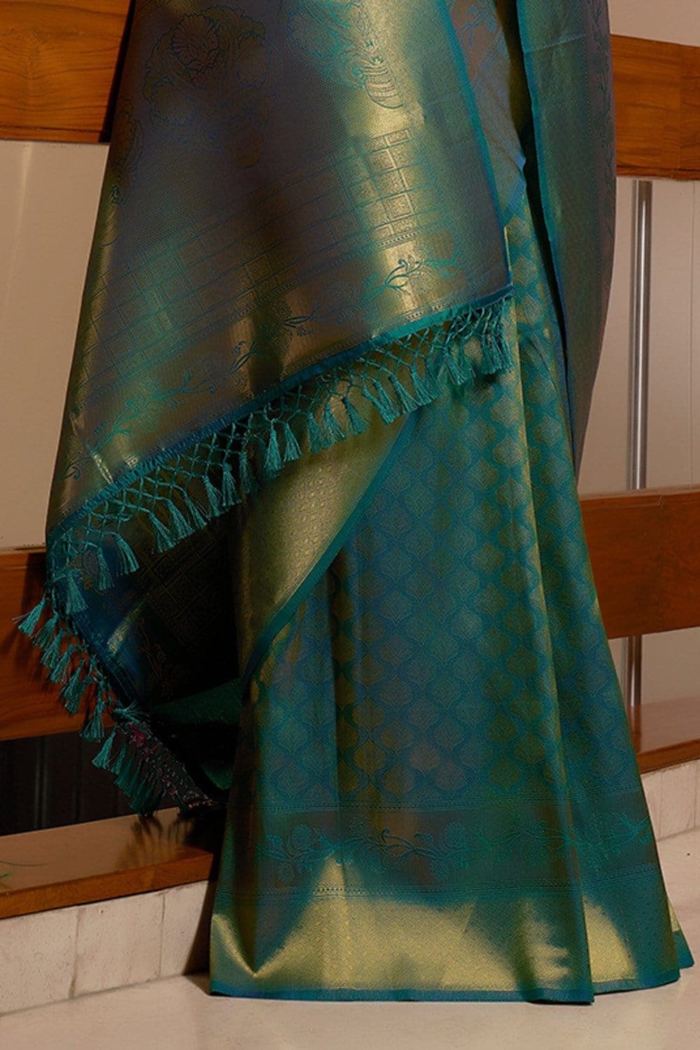 ADITI MALIK in Ocean Blue Kanjivaram Saree