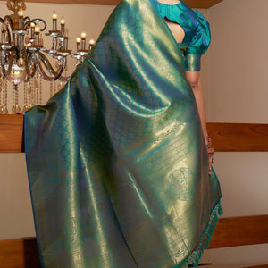 ADITI MALIK in Ocean Blue Kanjivaram Saree