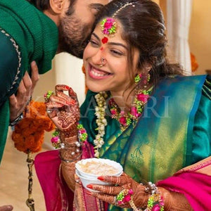 ADITI MALIK in Ocean Blue Kanjivaram Saree