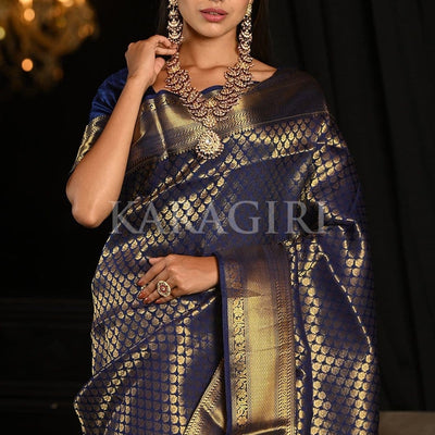 Admiral Blue Kanjivaram Saree