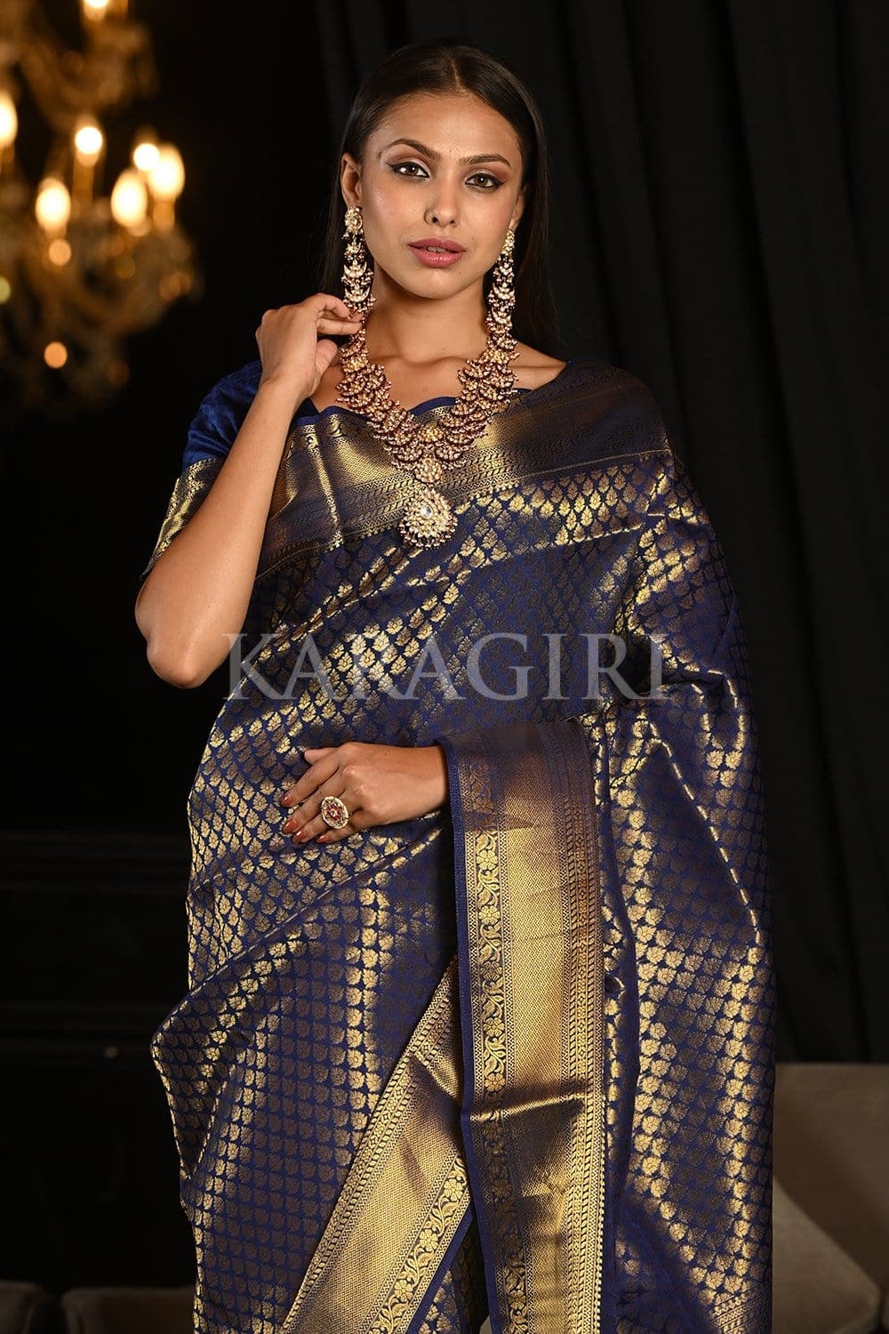 Admiral Blue Kanjivaram Saree