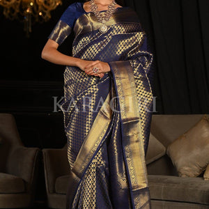 Admiral Blue Kanjivaram Saree