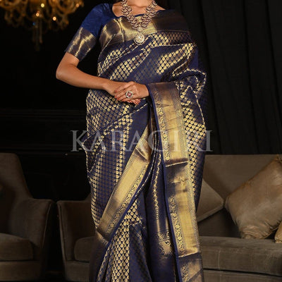 Admiral Blue Kanjivaram Saree