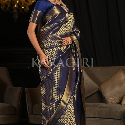 Admiral Blue Kanjivaram Saree