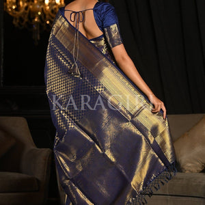 Admiral Blue Kanjivaram Saree