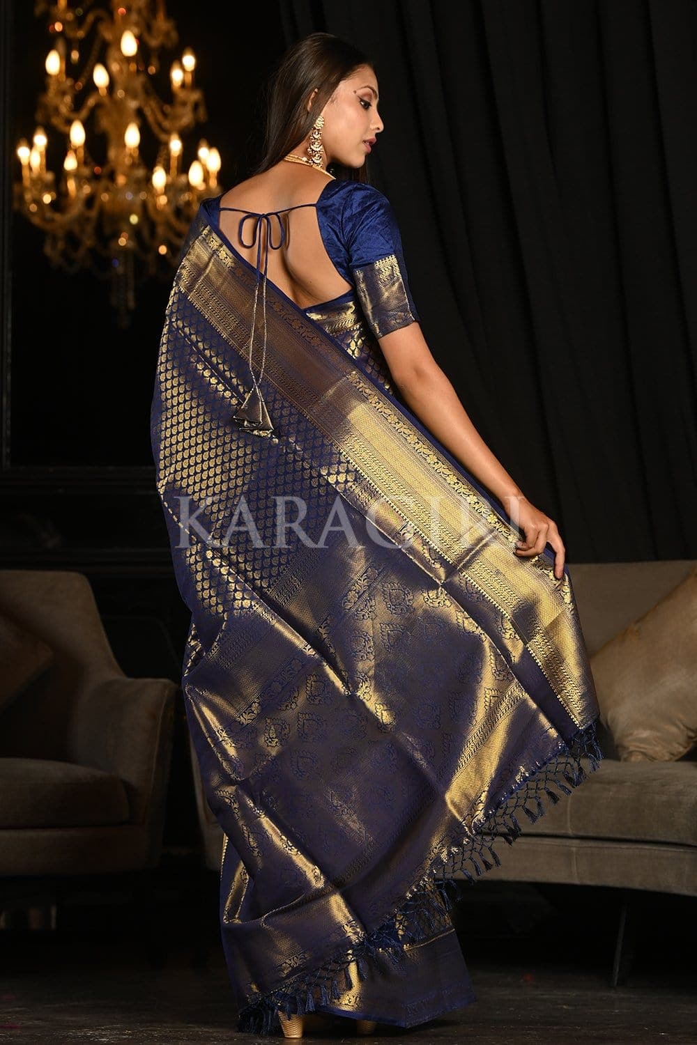 Admiral Blue Kanjivaram Saree