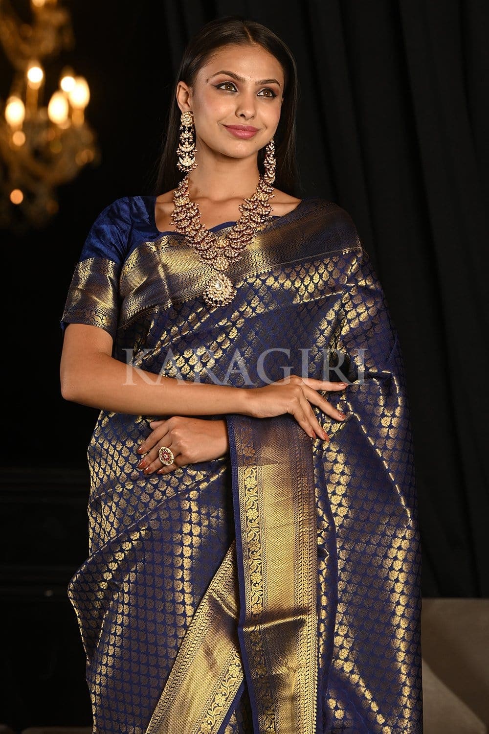 Admiral Blue Kanjivaram Saree