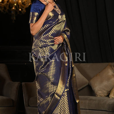 Admiral Blue Kanjivaram Saree