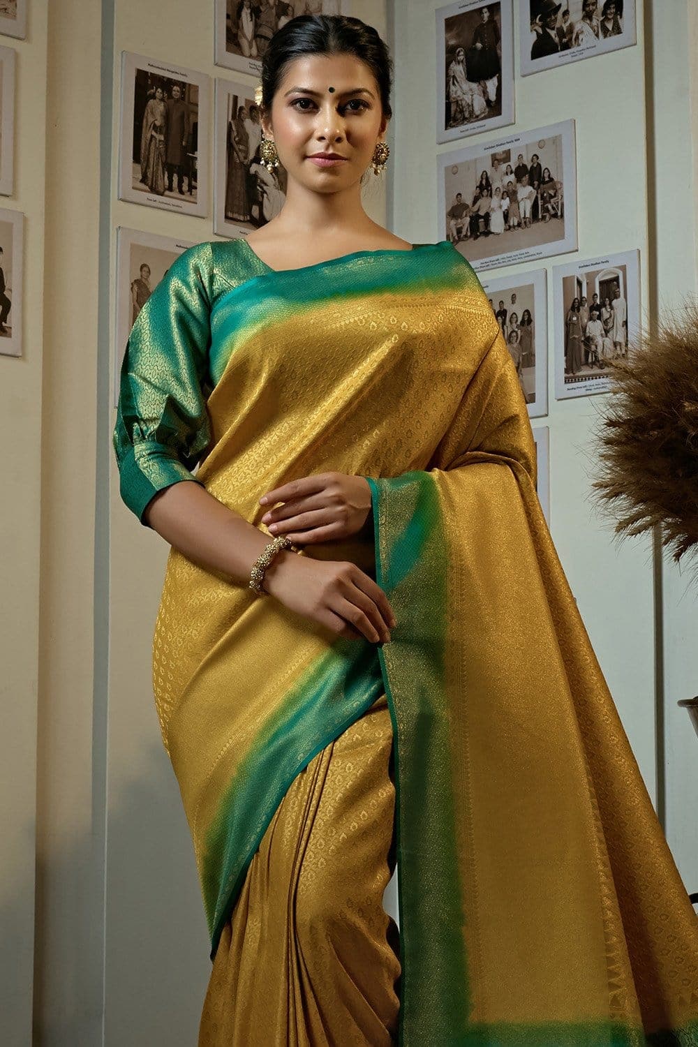 Amber Yellow Kanjivaram Saree