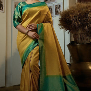 Amber Yellow Kanjivaram Saree